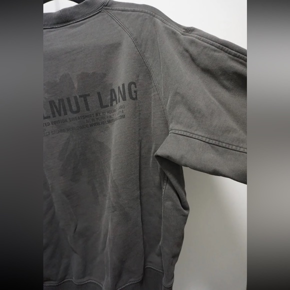 Helmut Lang Classic Logo Palm Crewneck Sweatshirt Faded Black XS NWT - Picture 7 of 7